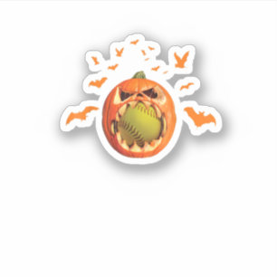 Scary Softball Jack O39Lantern Pumpkin Halloween S