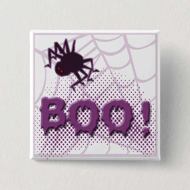 Scary spider 2 inch square button (Front)