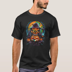 Scary spooky castle Halloween pumpkin witch T Shir T-Shirt