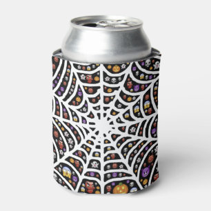 Scary Spooky Cobweb Collage Can Cooler