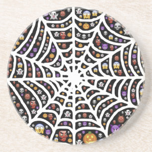 Scary Spooky Cobweb Collage Coaster