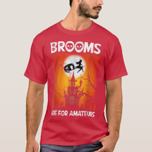 Scary Spooky Halloween Haunted Castle Night Broom  T-Shirt
