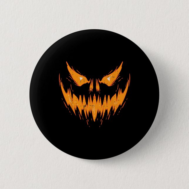 Scary Spooky Jack O Lantern Face Pumpkin Halloween 2 Inch Round Button (Front)