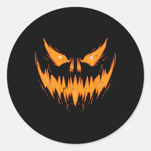 Scary Spooky Jack O Lantern Face Pumpkin Halloween Classic Round Sticker