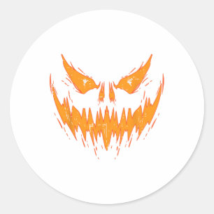 Scary Spooky Jack O Lantern Face Pumpkin Halloween Classic Round Sticker
