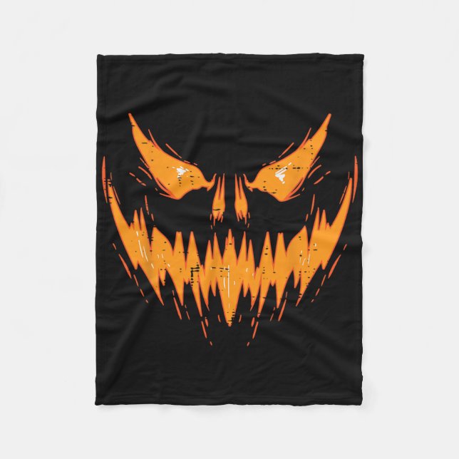 Scary Spooky Jack O Lantern Face Pumpkin Halloween Fleece Blanket (Front)