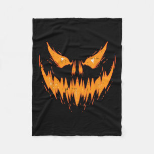 Scary Spooky Jack O Lantern Face Pumpkin Halloween Fleece Blanket