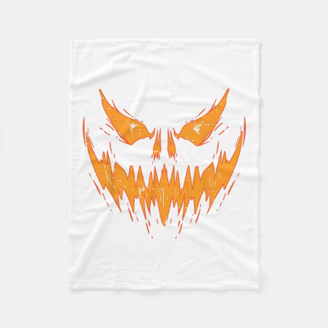 Scary Spooky Jack O Lantern Face Pumpkin Halloween Fleece Blanket (Front)