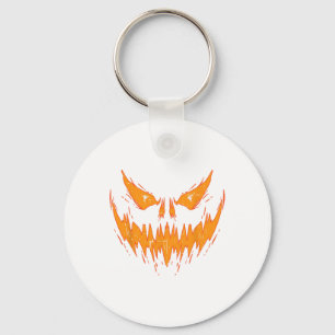 Scary Spooky Jack O Lantern Face Pumpkin Halloween Keychain