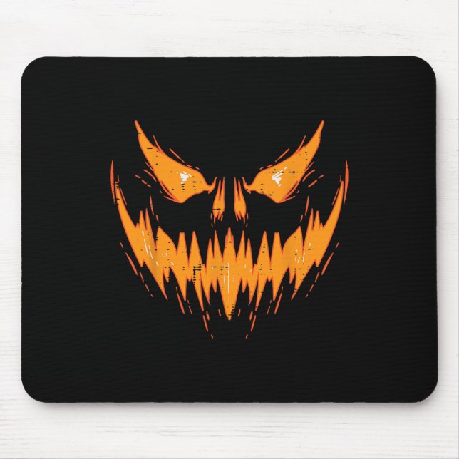 Scary Spooky Jack O Lantern Face Pumpkin Halloween Mouse Pad (Front)