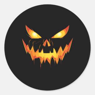 Scary Spooky Jack O Lantern Face Pumpkin Men Boys Classic Round Sticker