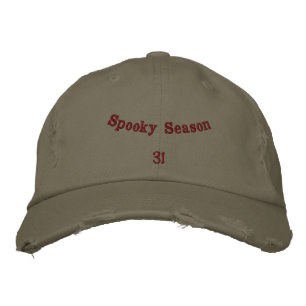 Scary Spooky Season Light Olive Halloween Haunt  Embroidered Hat