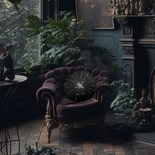 Scary Spooky Spider Web Round Pillow