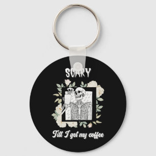 Scary Till I Get My Coffee Skeleton Halloween Cup Keychain