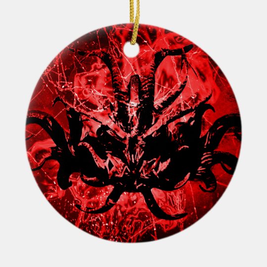 Scary Tribal Mask Ceramic Ornament
