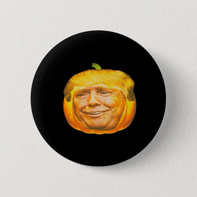 Scary Trumpkin Pumpkin Halloween Party Design 2 Inch Round Button (Front)