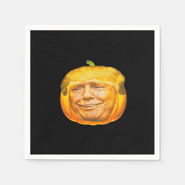 Scary Trumpkin Pumpkin Halloween Party Design Napkin (Front)
