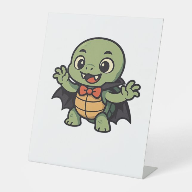 Scary turtle vampire Halloween Oversized T-Shirt Pedestal Sign (Front)
