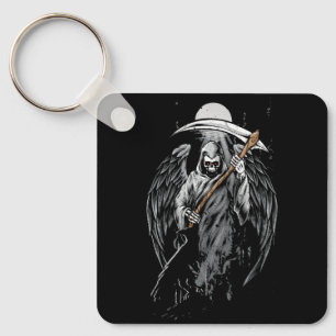 Scary Valhalla Grim Reaper Death Scythe Grunge Hor Keychain