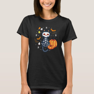 Scary Vampire Bat Skeleton Cat Pumpkin Halloween T-Shirt
