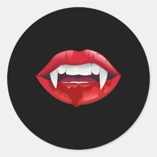 Scary Vampire Fangs Lips Th Blood Dracula Hallowee Classic Round Sticker