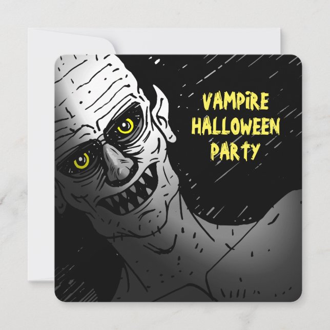 Scary Vampire Halloween Party Invitation (Devant)