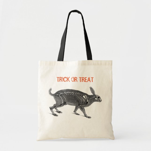Scary vintage bunny skeleton tote bag (Front)