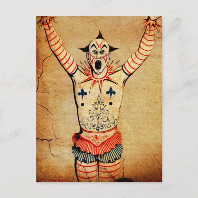 Scary Vintage Clown Postcard (Front)
