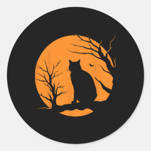 Scary Vintage Halloween Black Cat Costume Retro Mo Classic Round Sticker