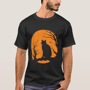 Scary Vintage Halloween Black Cat Costume Retro Mo T-Shirt