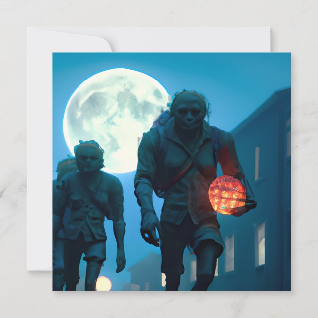 Scary Walking Zombie Halloween Card (Front)