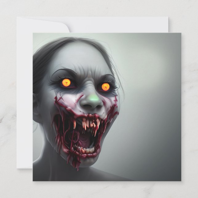 Scary Walking Zombie Halloween Card (Front)