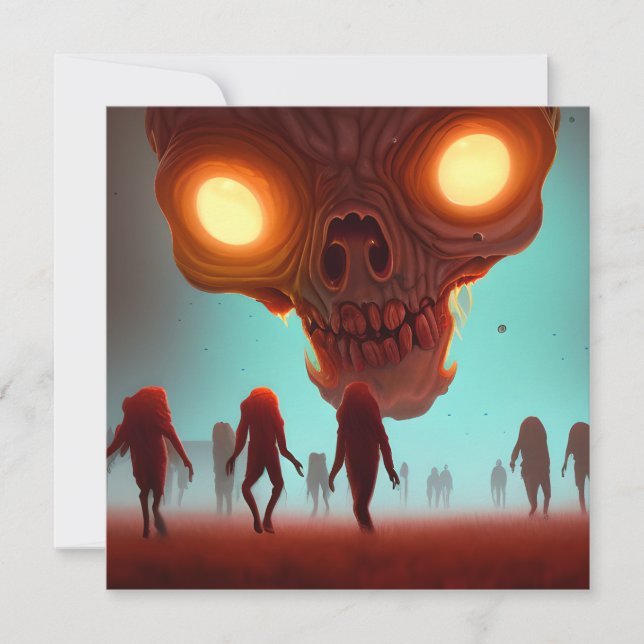 Scary Walking Zombie Halloween Card (Front)