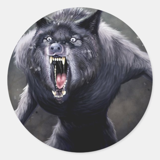 scary werewolf classic round sticker (Front)