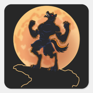 Scary Werewolf Howling Trick or Treat Halloween Square Sticker