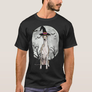 Scary Whippet Dog Witch Hat Halloween T-Shirt