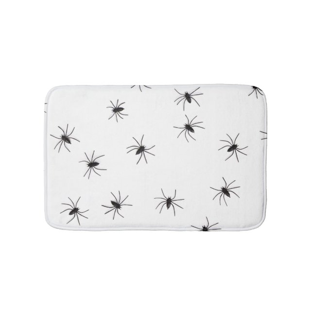 Scary White with Black Spiders Halloween Bath Mat (Front)