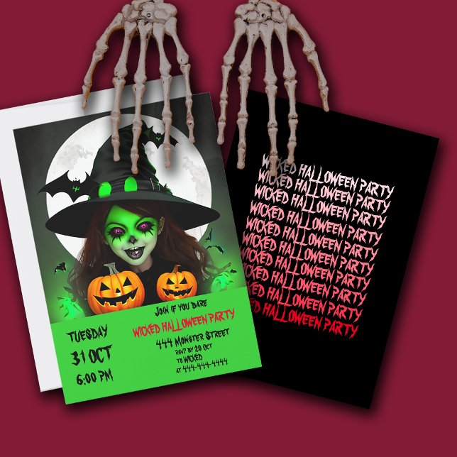Scary Wicked Witch Invitation de la fête d'Hallowe (Créateur téléchargé)