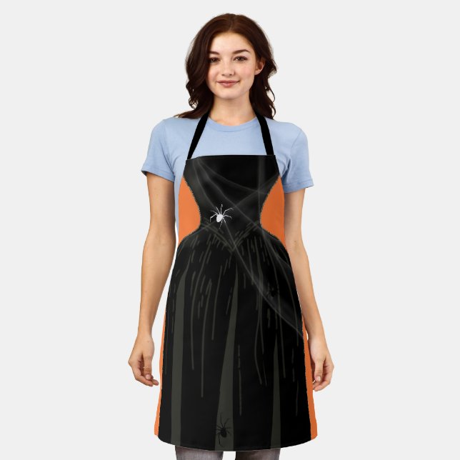  Scary Witch Black Gown Halloween Costume Apron (Worn)