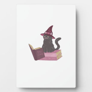 Scary Witch Cat Reading Design, Booktok Trendy Ove Plaque