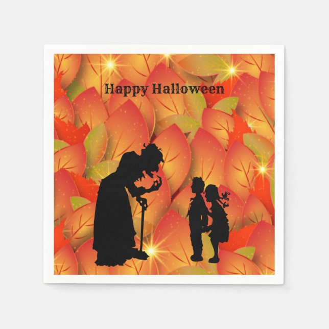 Scary Witch Halloween Paper Napkins (Front)