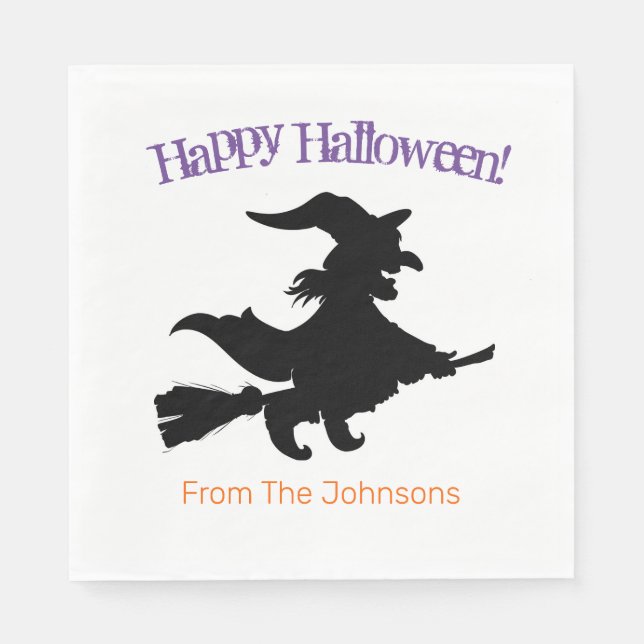 Scary Witch Halloween Paper Party Napkins (Front)