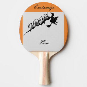 Scary Witch Riding Broom Halloween Thunder_Cove Ping Pong Paddle