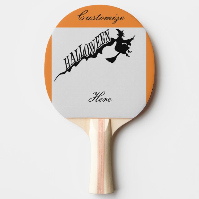 Scary Witch Riding Broom Halloween Thunder_Cove Ping Pong Paddle (Front)