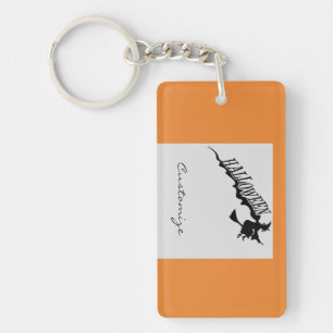 Scary Witch Riding Broom Thunder_Cove Halloween Keychain