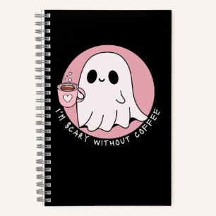Scary Without Coffee Funny Cute Ghost Notebook