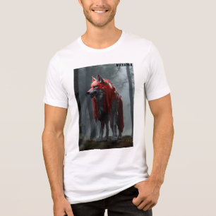 Scary Wolf 3D Model in Foggy Woods Tri-Blend Shirt
