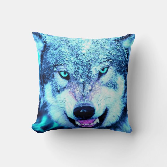 Scary wolf throw pillow (Front)