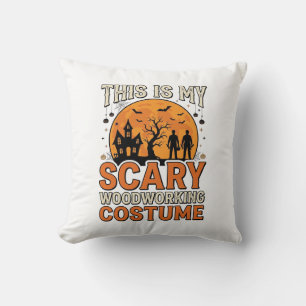 Scary Woodworking Costume Halloween Vintage Design Throw Pillow