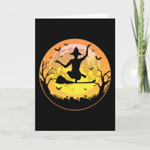 Scary Yoga Witch Creepy Moon Halloween Gifts Card